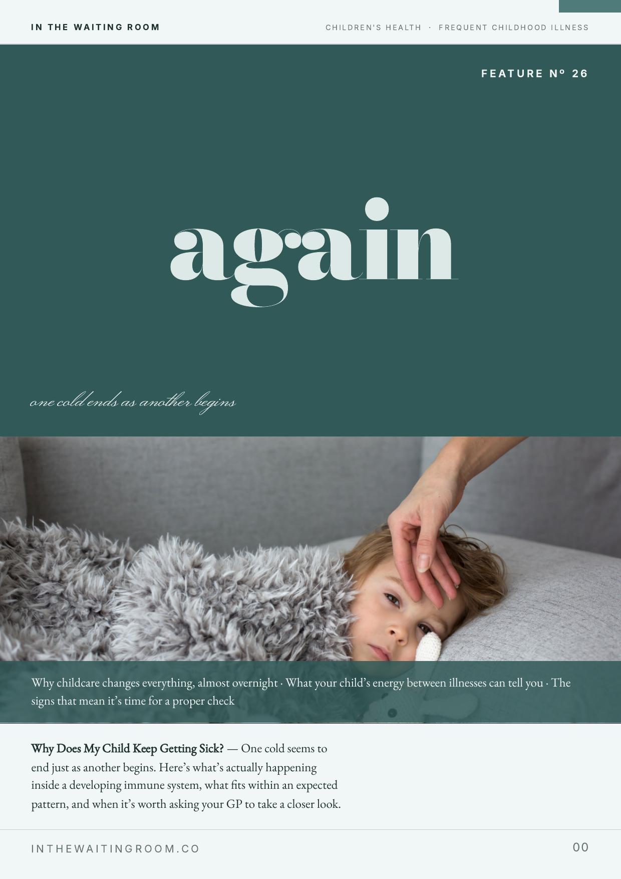 Cover artwork for the In The Waiting Room feature “Why Does My Child Keep Getting Sick?”